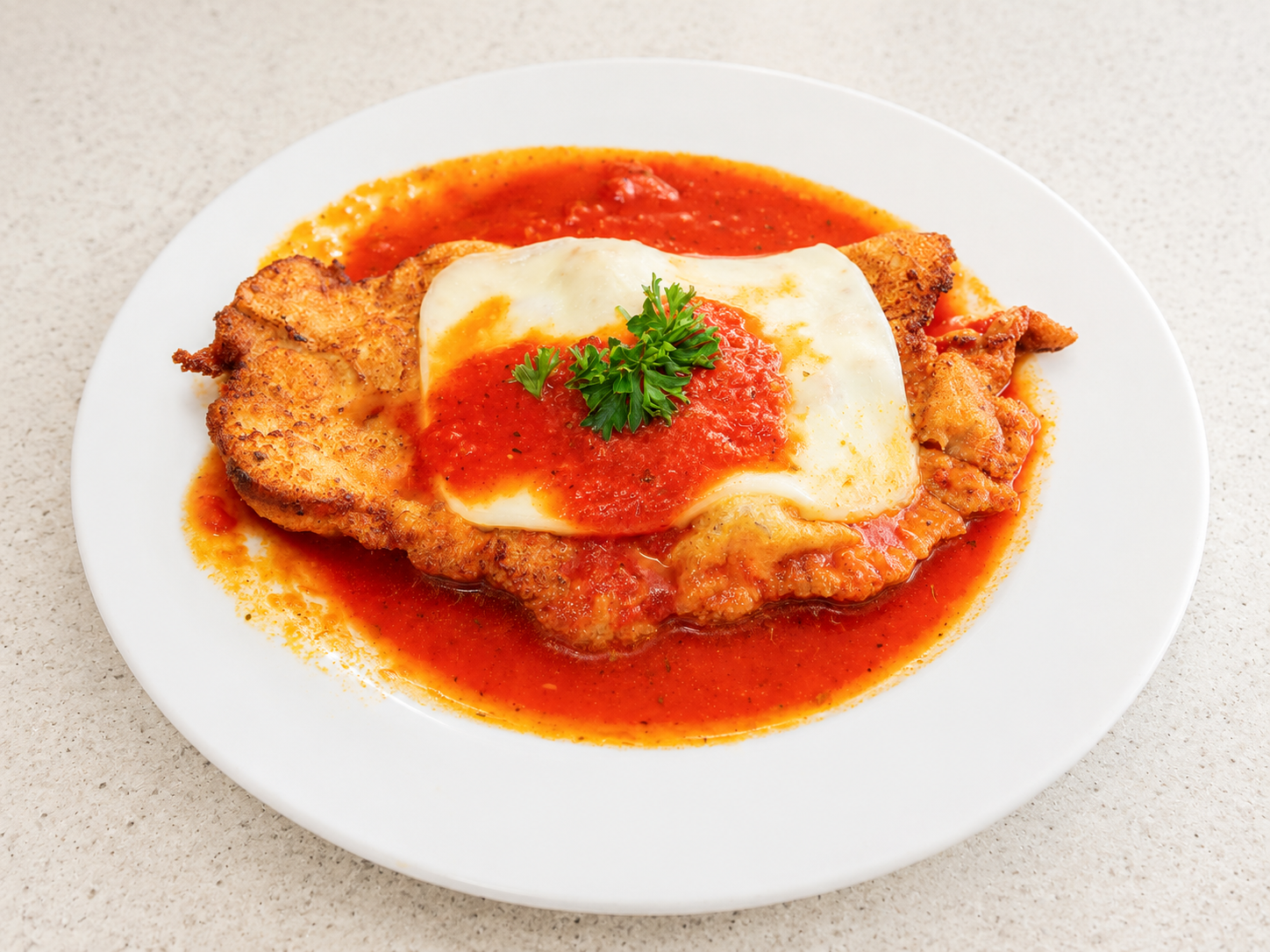 Chicken parmigiana with mozzarella